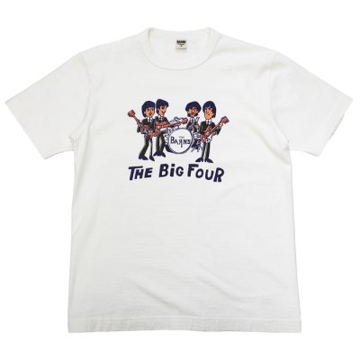 画像2: BARNS OUTFITTERS (バーンズアウトフィッターズ) "STANDARD" TSURI-AMI Crew Print T-Shirt (吊り編みクループリントTシャツ) / White（ホワイト）・Grey (グレー)