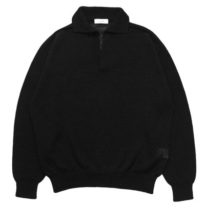 画像1: alvana（アルヴァナ）WASHI SKIPPER L/S KNIT（和紙スキッパーL/Sニット）/ Black（ブラック）
