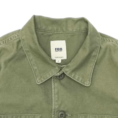 画像3: F.O.B FACTORY（エフオービーファクトリー）FATIGUE SHIRT JACKET（ファティーグシャツジャケット）"Vatdye Back Sateen" / Olive（オリーブ）