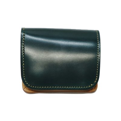 画像1: WILD SWANS（ワイルドスワンズ）CASA（カーサ）コンパクトウォレット/Green（グリーン）"シェルコードバン"×Natural-UN（ナチュラル）"バットストリップナチュラルアングレイズド" 