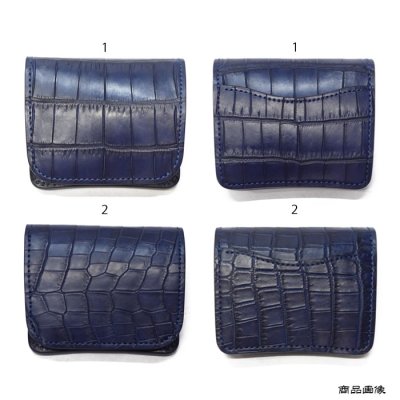 画像9: WILD SWANS（ワイルドスワンズ）CASA（カーサ）コンパクトウォレット/藍染"クロコダイル"×ブラック"サドルプルアップ"