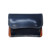 WILD SWANS（ワイルドスワンズ）TONGUE（タング）マルチコインケース/Navy（ネイビー）"シェルコードバン"×Camel（キャメル）"サドルプルアップ"