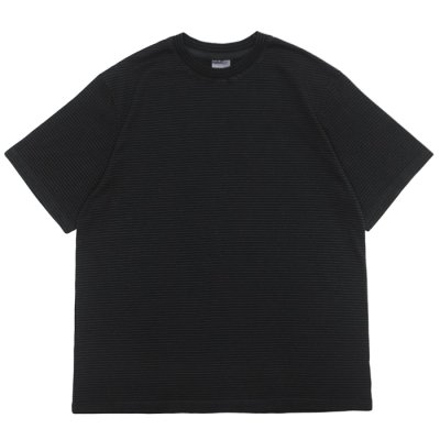 画像1: Yonetomi NEW BASIC（ヨネトミニューベーシック）GARMENT DYE BORDER T-SHIRT（ガーメントダイボーダーTシャツ）/ OFF BLACK×OFF BLACK（オフブラック×オフブラック）