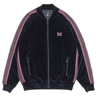 画像1: NEEDLES（ニードルズ）Rib Collar Track Jacket（リブカラートラックジャケット）"C/PE Velour" / Navy（ネイビー）
