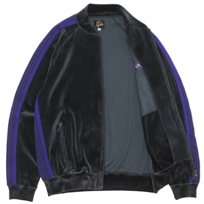 画像3: NEEDLES（ニードルズ）Rib Collar Track Jacket（リブカラートラックジャケット）"C/PE Velour" / Charcoal（チャコール）