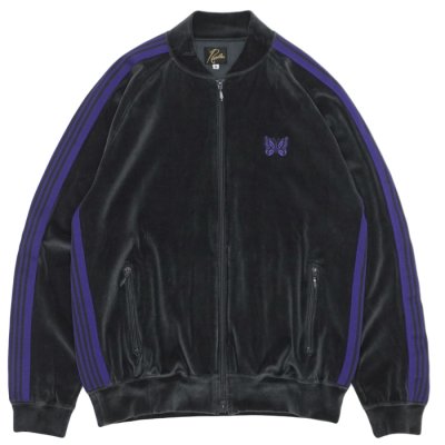 画像1: NEEDLES（ニードルズ）Rib Collar Track Jacket（リブカラートラックジャケット）"C/PE Velour" / Charcoal（チャコール）