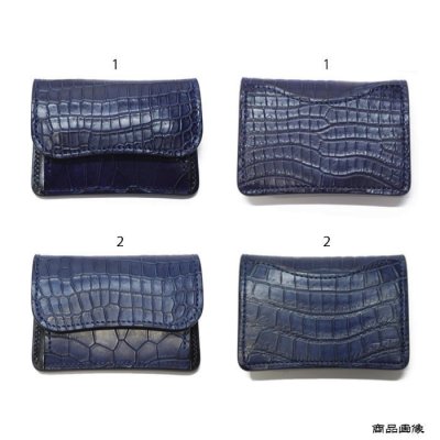 画像9: WILD SWANS（ワイルドスワンズ）TONGUE（タング）マルチコインケース/藍染"クロコダイル"×ブラック"サドルプルアップ"