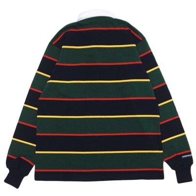 画像2: BARBARIAN（バーバリアン）Heavy Weight Rugby Collar Shirt（ヘビーウェイト ラグビーカラーシャツ）"ALTERNATING STRIPES" / Navy×Gold×Bottle×Red（ネイビー×ゴールド×ボトル×レッド）
