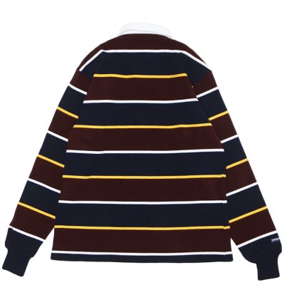 画像2: BARBARIAN（バーバリアン）Heavy Weight Rugby Collar Shirt（ヘビーウェイト ラグビーカラーシャツ） "ALTERNATING STRIPES" / Navy×Gold×Harvard×White（ネイビー×ゴールド×ハーバード×ホワイト）