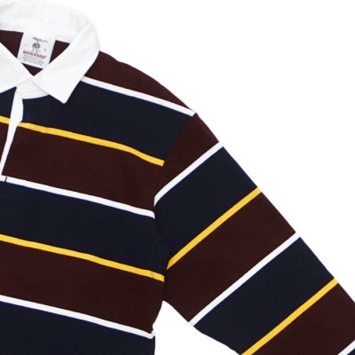 画像4: BARBARIAN（バーバリアン）Heavy Weight Rugby Collar Shirt（ヘビーウェイト ラグビーカラーシャツ） "ALTERNATING STRIPES" / Navy×Gold×Harvard×White（ネイビー×ゴールド×ハーバード×ホワイト）