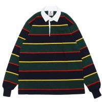 BARBARIAN（バーバリアン）Heavy Weight Rugby Collar Shirt（ヘビーウェイト ラグビーカラーシャツ）"ALTERNATING STRIPES" / Navy×Gold×Bottle×Red（ネイビー×ゴールド×ボトル×レッド）