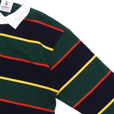 画像4: BARBARIAN（バーバリアン）Heavy Weight Rugby Collar Shirt（ヘビーウェイト ラグビーカラーシャツ）"ALTERNATING STRIPES" / Navy×Gold×Bottle×Red（ネイビー×ゴールド×ボトル×レッド）