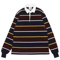 BARBARIAN（バーバリアン）Heavy Weight Rugby Collar Shirt（ヘビーウェイト ラグビーカラーシャツ） "ALTERNATING STRIPES" / Navy×Gold×Harvard×White（ネイビー×ゴールド×ハーバード×ホワイト）