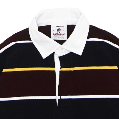 画像3: BARBARIAN（バーバリアン）Heavy Weight Rugby Collar Shirt（ヘビーウェイト ラグビーカラーシャツ） "ALTERNATING STRIPES" / Navy×Gold×Harvard×White（ネイビー×ゴールド×ハーバード×ホワイト）