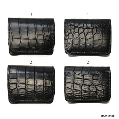 画像10: WILD SWANS（ワイルドスワンズ）CASA（カーサ）コンパクトウォレット/ブラック"クロコダイル"×グリーン"ブッテーロ"