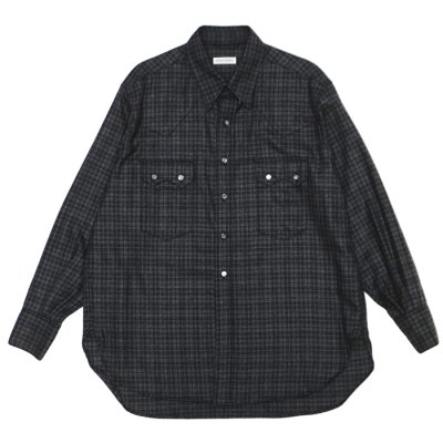 画像1: KAPTAIN SUNSHINE（キャプテンサンシャイン）Wool Plaid Cowboy Shirt（オールプレイドカウボーイシャツ）/ Charcoal（チャコール）