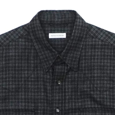 画像3: KAPTAIN SUNSHINE（キャプテンサンシャイン）Wool Plaid Cowboy Shirt（オールプレイドカウボーイシャツ）/ Charcoal（チャコール）