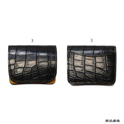 画像10: WILD SWANS（ワイルドスワンズ）CASA（カーサ）コンパクトウォレット/ブラック"クロコダイル"×イエロー"ブッテーロ"