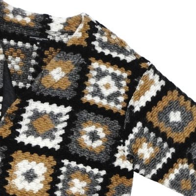 画像4: ENGINEERED GARMENTS（エンジニアードガーメンツ）Knit Cardigan（ニットカーディガン）"Wool Poly Chenille" / White×Black（ホワイト×ブラック）
