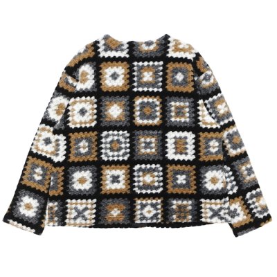 画像2: ENGINEERED GARMENTS（エンジニアードガーメンツ）Knit Cardigan（ニットカーディガン）"Wool Poly Chenille" / White×Black（ホワイト×ブラック）