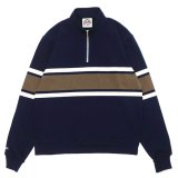 ※Exclusive※ BARBARIAN（バーバリアン）Heavy Weight Quarter Zip Long Sleeve Shirt（ヘビーウェイト クオータージップロングスリーブシャツ）  / Navy×Moss×Ivory（ネイビー×モス×アイボリー）