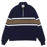 ※Exclusive※ BARBARIAN（バーバリアン）Heavy Weight Quarter Zip Long Sleeve Shirt（ヘビーウェイト クオータージップロングスリーブシャツ）  / Navy×Moss×Ivory（ネイビー×モス×アイボリー）