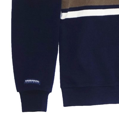 画像8: ※Exclusive※ BARBARIAN（バーバリアン）Heavy Weight Quarter Zip Long Sleeve Shirt（ヘビーウェイト クオータージップロングスリーブシャツ）  / Navy×Moss×Ivory（ネイビー×モス×アイボリー）