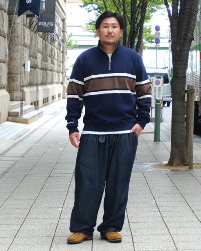 画像9: ※Exclusive※ BARBARIAN（バーバリアン）Heavy Weight Quarter Zip Long Sleeve Shirt（ヘビーウェイト クオータージップロングスリーブシャツ）  / Navy×Moss×Ivory（ネイビー×モス×アイボリー）
