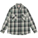 BIG MIKE（ビッグマイク）Heavy Flannel L/S Shirt （ヘビーフランネルロングスリーブシャツ）/ Mint×Grey×White（ミント×グレー×ホワイト）