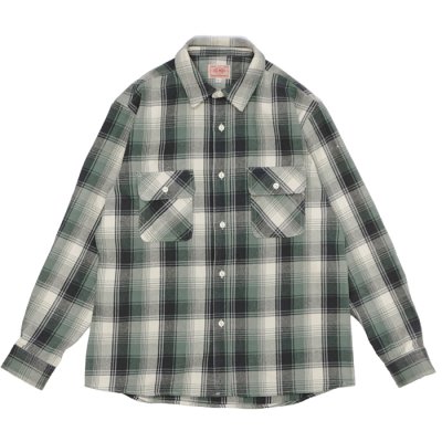 画像1: BIG MIKE（ビッグマイク）Heavy Flannel L/S Shirt （ヘビーフランネルロングスリーブシャツ）/ Mint×Grey×White（ミント×グレー×ホワイト）