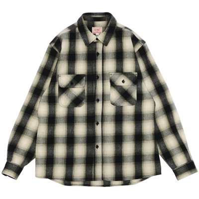 画像1: BIG MIKE（ビッグマイク）Heavy Flannel L/S Shirt （ヘビーフランネルロングスリーブシャツ）/ Black×Beige×White（ブラック×ベージュ×ホワイト）