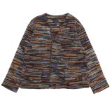 ENGINEERED GARMENTS（エンジニアードガーメンツ）Knit Cardigan（ニットカーディガン）"Wool Poly Sweater Knit" / Blue×Orange（ブルー×オレンジ）