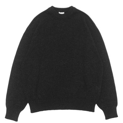 画像1: alvana（アルヴァナ）WOOL WASHI CREWNECK KNIT（ウール和紙クルーネックニット） / Black（ブラック）