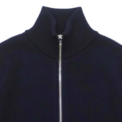 画像3: Yonetomi NEW BASIC（ヨネトミニューベーシック）EX Fine Wool Rib Knit Blouson（エクストラファインウールニットブルゾン）/ Navy（ネイビー）