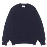 Yonetomi NEW BASIC（ヨネトミニューベーシック）EX Fine Wool Rib Knit Pull Over（エクストラファインウールニットプルオーバー）/ Navy（ネイビー）