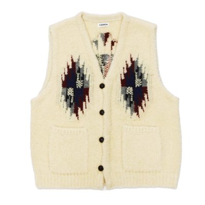 画像1: COOHEM（コーヘン）WOOL CHIMAYO JACQUARD VEST（ウールチマヨジャガードベスト）/ IVORY（アイボリー）