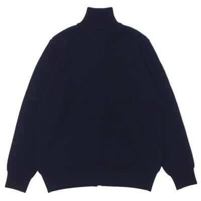 画像2: Yonetomi NEW BASIC（ヨネトミニューベーシック）EX Fine Wool Rib Knit Blouson（エクストラファインウールニットブルゾン）/ Navy（ネイビー）