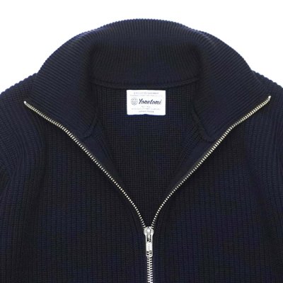 画像4: Yonetomi NEW BASIC（ヨネトミニューベーシック）EX Fine Wool Rib Knit Blouson（エクストラファインウールニットブルゾン）/ Navy（ネイビー）