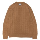 Yonetomi NEW BASIC（ヨネトミニューベーシック）ORGANIC BROWN COTTON KNIT P/O（オーガニックブラウンコットンニットプルオーバー）"CABLE" / Brown（ブラウン）
