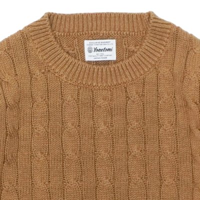 画像3: Yonetomi NEW BASIC（ヨネトミニューベーシック）ORGANIC BROWN COTTON KNIT P/O（オーガニックブラウンコットンニットプルオーバー）"CABLE" / Brown（ブラウン）