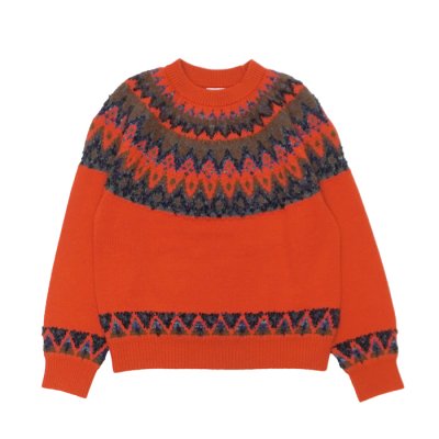 画像1: COOHEM（コーヘン）W's 交編 NORDIC KNIT P/O（ウィメンズ 交編 ノルディックニットプルオーバー）/ ORANGE（オレンジ）
