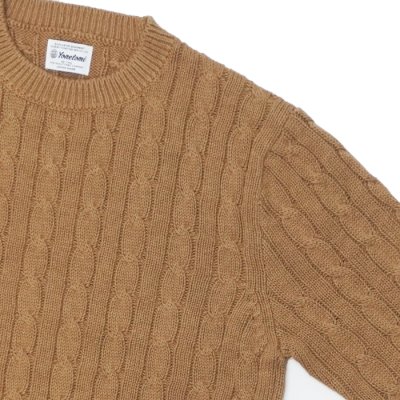 画像4: Yonetomi NEW BASIC（ヨネトミニューベーシック）ORGANIC BROWN COTTON KNIT P/O（オーガニックブラウンコットンニットプルオーバー）"CABLE" / Brown（ブラウン）