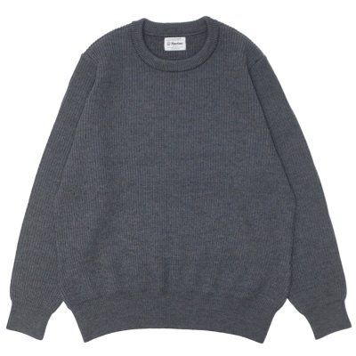 画像1: Yonetomi NEW BASIC（ヨネトミニューベーシック）EX Fine Wool Rib Knit Pull Over（エクストラファインウールニットプルオーバー）/ Gray（グレー）