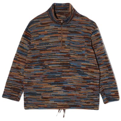 画像1: ENGINEERED GARMENTS（エンジニアードガーメンツ）Zip Moc Neck（ジップモックネック）"Wool Poly Sweater Knit" / Blue×Orange（ブルー×オレンジ）