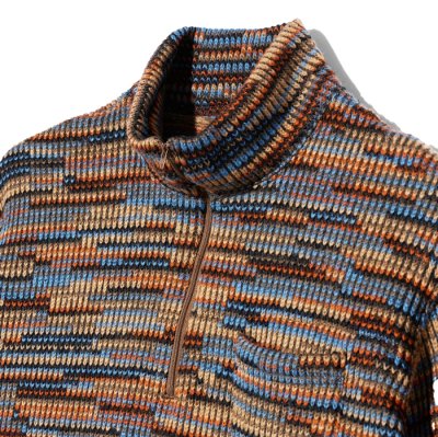 画像3: ENGINEERED GARMENTS（エンジニアードガーメンツ）Zip Moc Neck（ジップモックネック）"Wool Poly Sweater Knit" / Blue×Orange（ブルー×オレンジ）