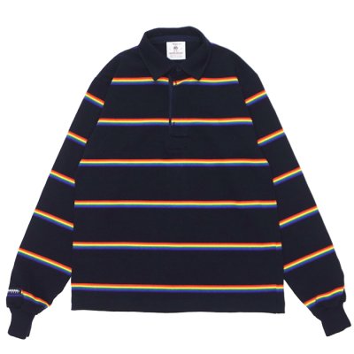 画像1: BARBARIAN（バーバリアン）Heavy Weight Rugby Collar Shirt（ヘビーウェイト ラグビーカラーシャツ） / Navy×Red×Orange×Gold（ネイビー×レッド×オレンジ×ゴールド）
