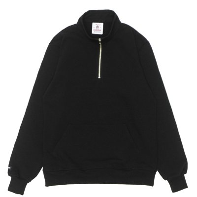 画像1: BARBARIAN（バーバリアン）12oz 1/4 ZIP COLLAR LONG SLEEVE SHIRT（12oz 1/4 ジップカラーロングスリーブシャツ）/ Black（ブラック）