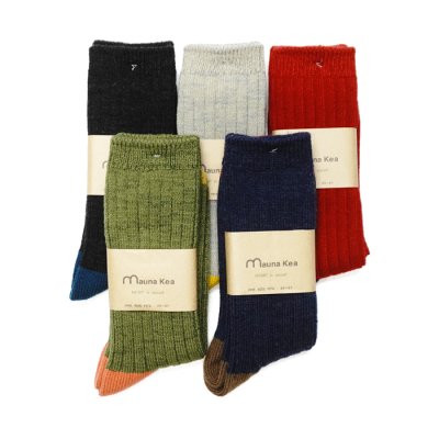 画像7: Mauna Kea（マウナケア）カラーブロックウールリブソックス / 5Colors（全5色展開）※3足までメール便発送可