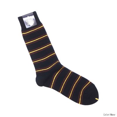 画像3: HALISON（ハリソン）ラムウール レジメンタルボーダーソックス / Navy（ネイビー）・Olive（オリーブ）※3足までメール便発送可