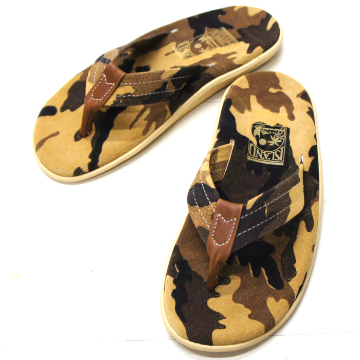 ＜40%OFF＞ISLAND SLIPPER（アイランドスリッパ）PT203 レザートングサンダル/Tan Camouflage Suede（タンカモフラージュスエード）※25cmのみ